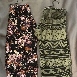 Floral and Geometric Patterned one size leggings